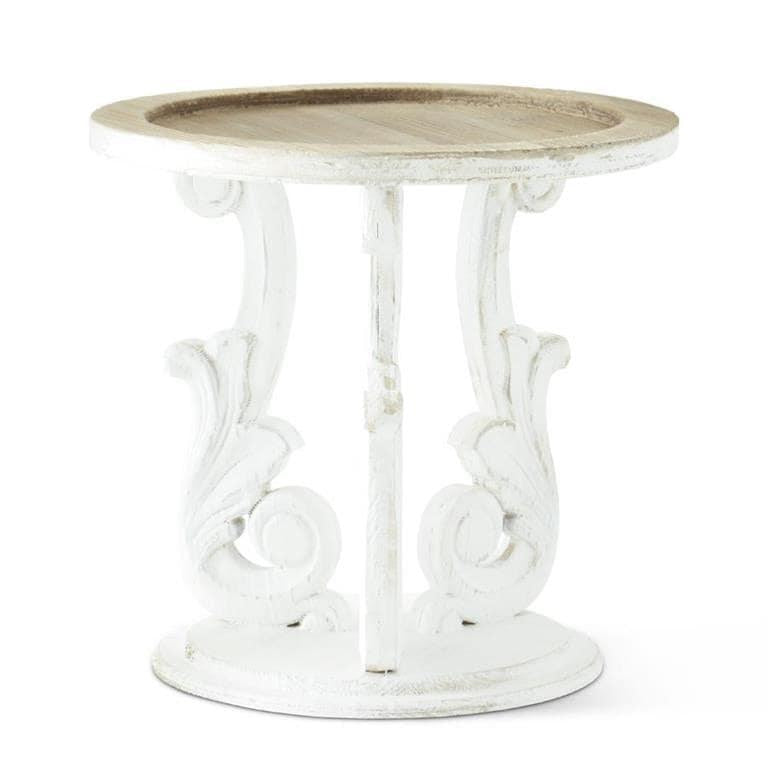 Whitewashed Ornate Wood Riser